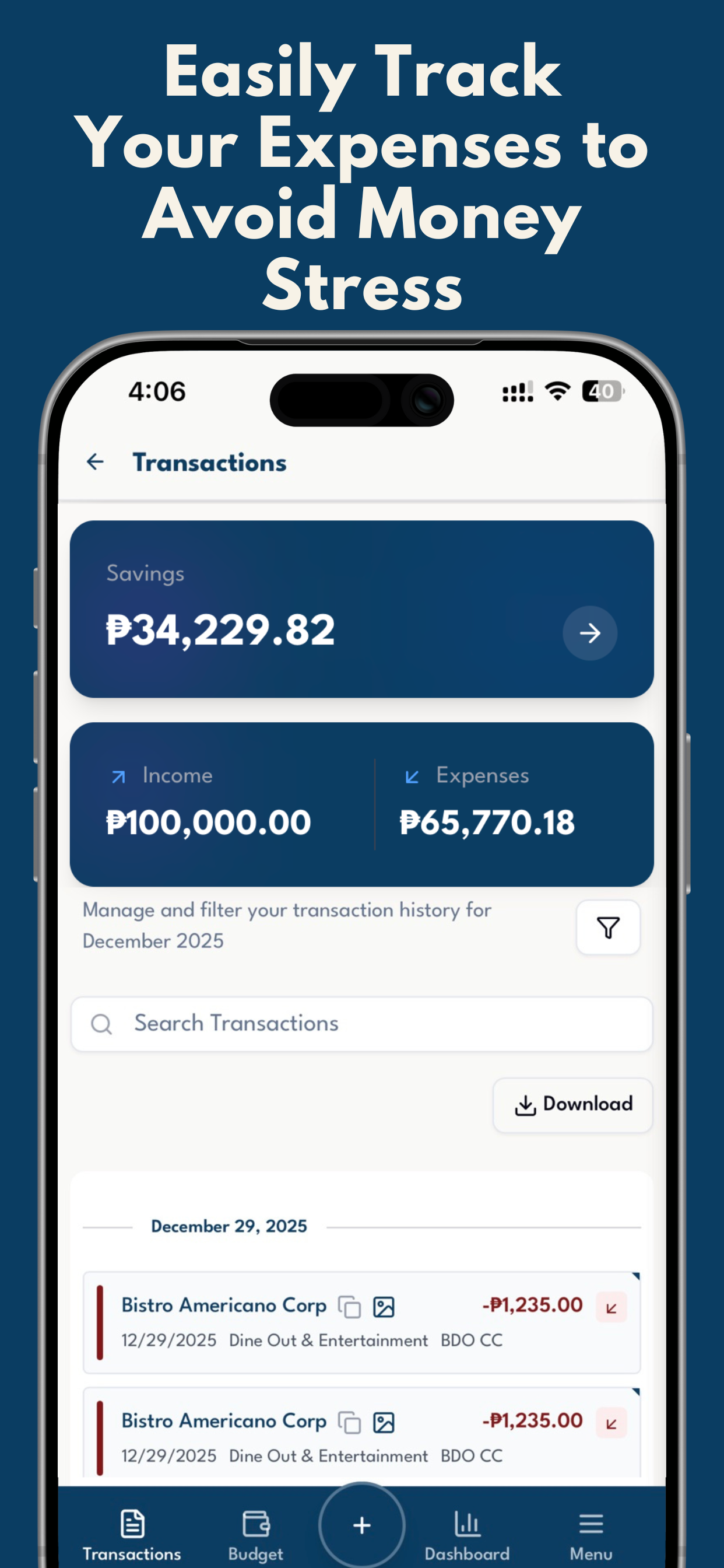 Track expenses easily with Fintr
