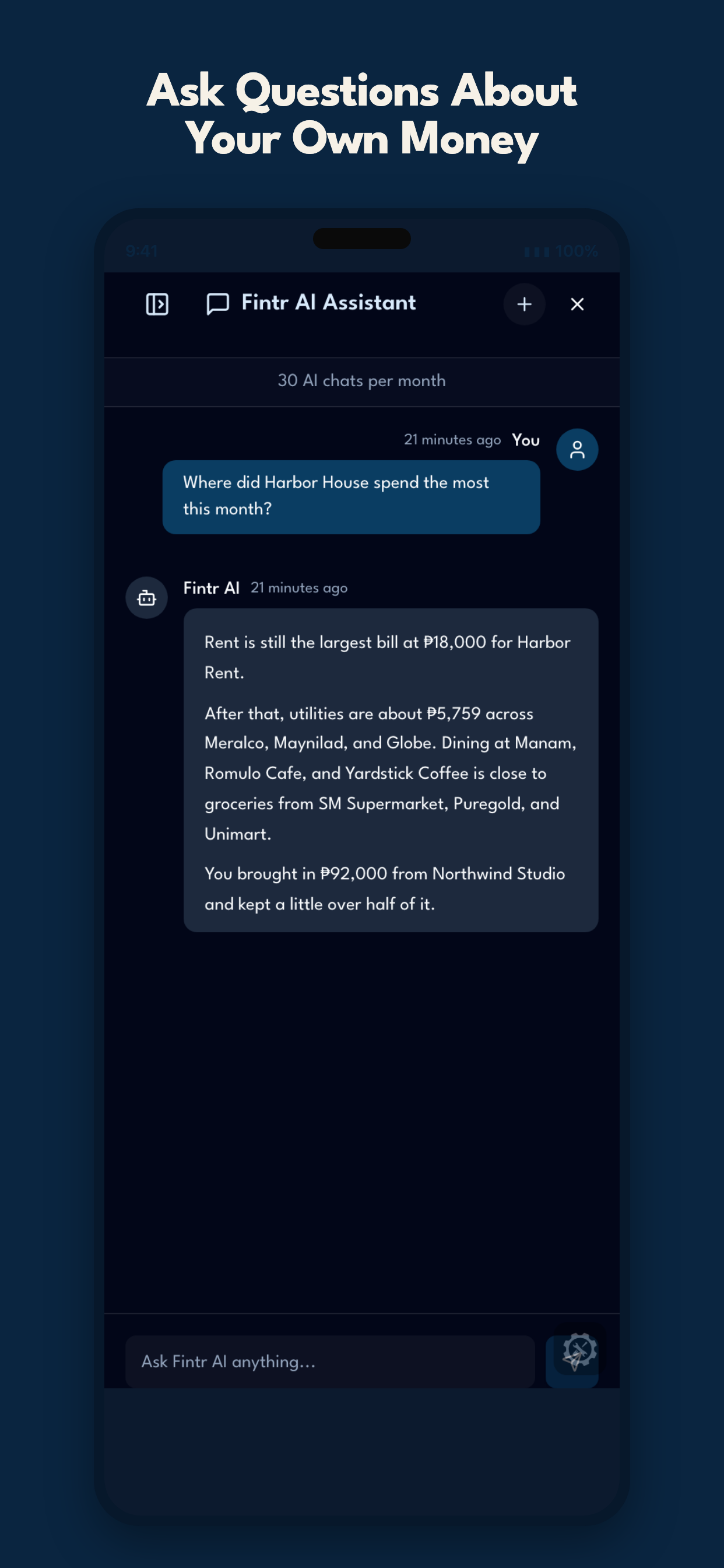 Ask Fintr about your own money